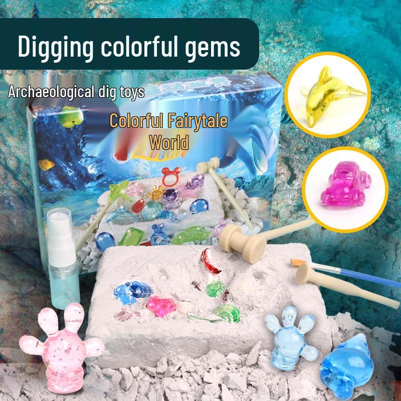 Colorful Gem & Fossil Digging Kit: Children s Educational DIY Toy