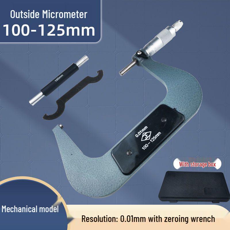 High Precision Outside Micrometer 0-100mm with 0.01mm Scale
