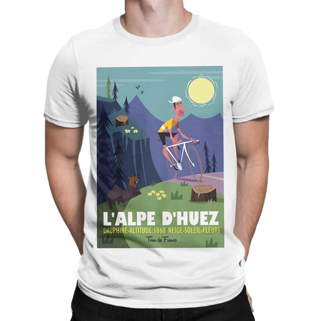 Alpe Cycling Poster Graphic 100 Cotton Tshirt Cycling Poster Tops Tees For Unisex