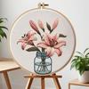 Elegantes 20cm Stickset Handgemachtes Lilienblumenmuster DIY Stickset Einseitiger Kreuzstich-Kit Für Anfänger