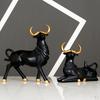 1 Pair Statue Bull Sculpture Figurine Lucky Craftwork for Bookshelf Desk Living Room Christmas Gift