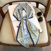 Long small silk scarf women's spring, autumn and summer black neck protection scarf with shirt streamer ribbon belt thin scarf