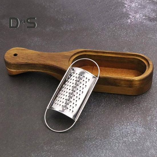Nerezová krabička na struhadlo na sýr s dlouhou rukojetí Struhadlo na dřevo Odnímatelný sběrač akátového dřeva Nástroj na drcení sýra