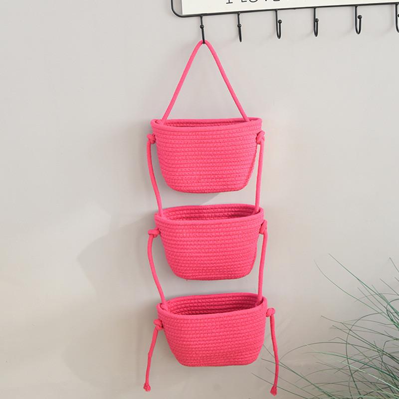 Multipurpose Foldable Cotton Hanging Basket For Bedroom Organizing