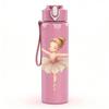 1 Pezzo Ragazza Ballerina Stampa Lineare Bianca 750ml Plastica Colorata Borraccia Sportiva Tappo Flip con Cannuccia Anti-perdita Adatta per Sport Ufficio Uso Domestico