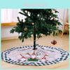 Festive Christmas Tree Skirt With Charming Elderly Forest Design In Red And Black Checkered Pattern