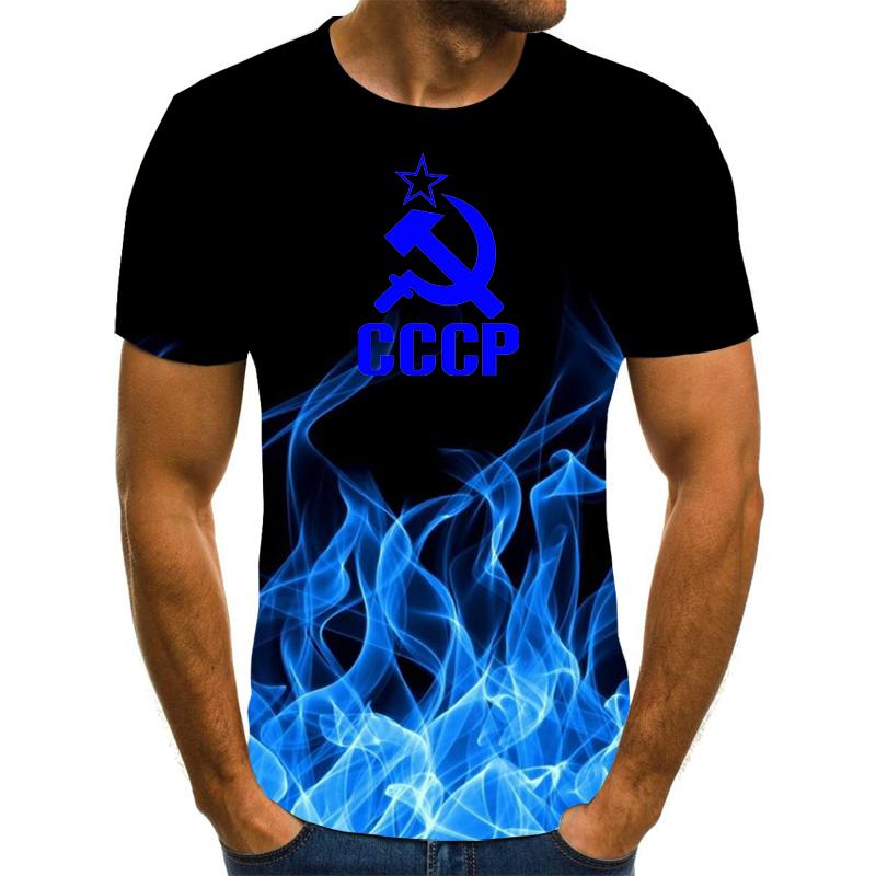 2026 Men's T-shirt Short Sleeve Solid Men's Loose T-shirt Men's Top Brand New CCCP Brand Men's 3D T-shirt Short Sleeve