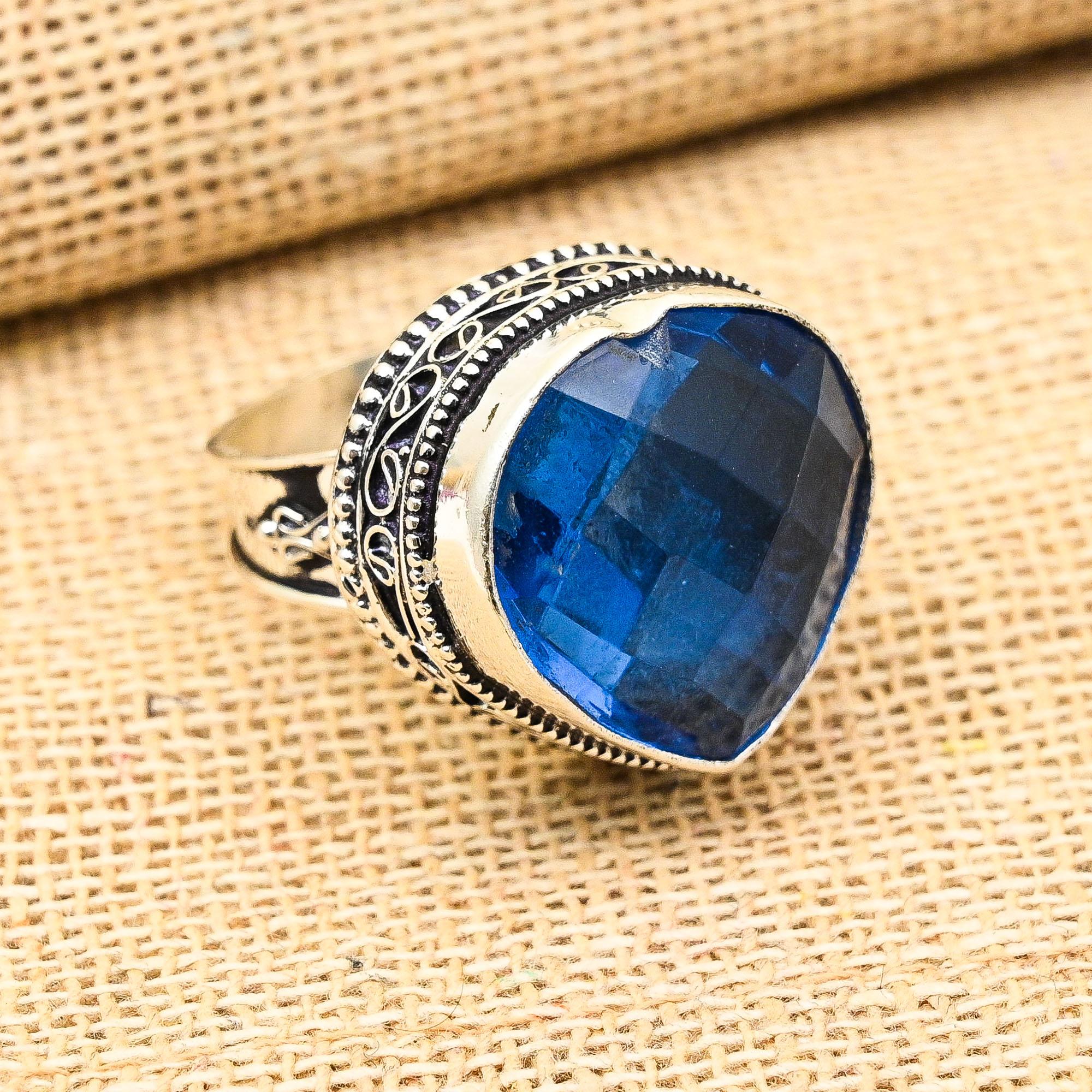 

Ювелирное кольцо из стерлингового серебра 925 пробы в форме сердца с танзанитом и драгоценным камнем ручной работы на День Благодарения 12 синий