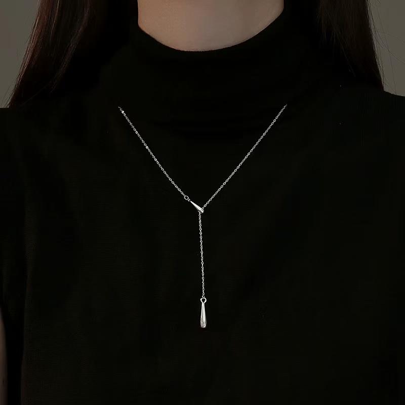 New 925 Sterling Silver Necklace Simple Style Geometric Shape Pendant Women CHoker Birthday Gift Exquisite Jewelry