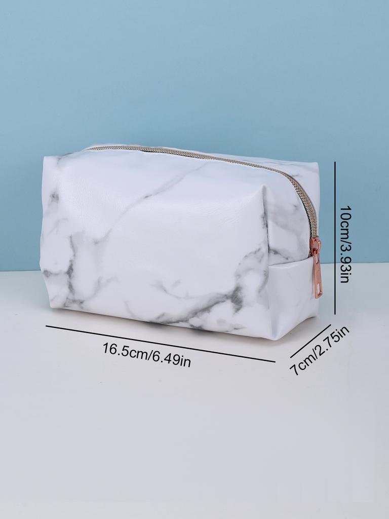 Marbled Pencil Case, Pu Leather Waterproof Pencilcase, Back To School Stationery Zipper Pencil Pouch,School Supplies Pencil Case