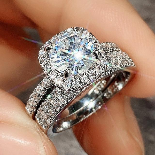 

Современные свадебные наборы, кольца для женщин, роскошные женские помолвочные аксессуары, модные женские вечерние ювелирные изделия, подарок 6