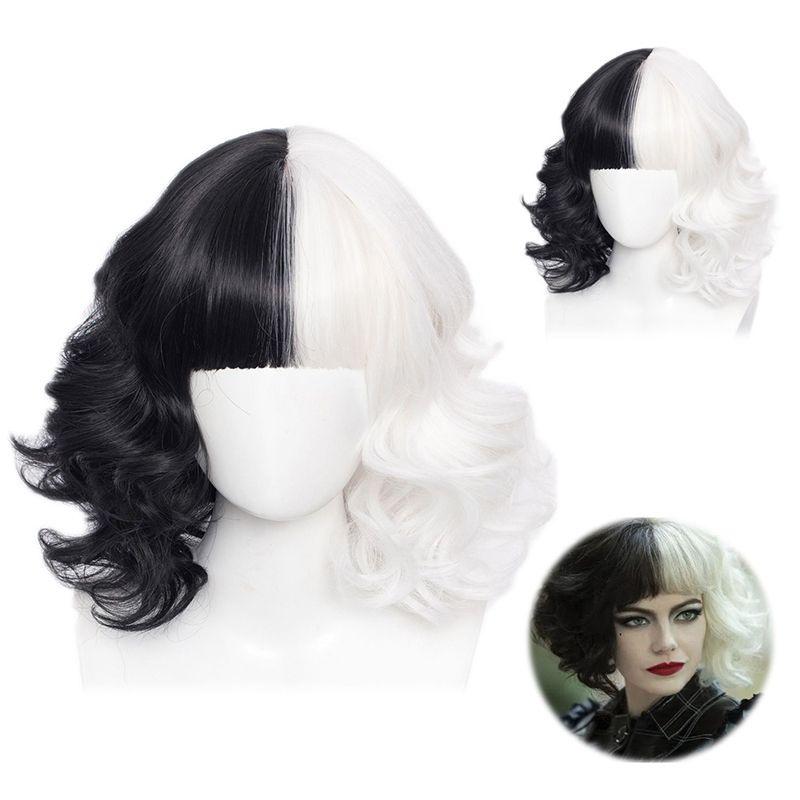 Trendige Kurzhaar-Cruella-Perücke Hochtemperaturfaser Ideal für jeden Hautton