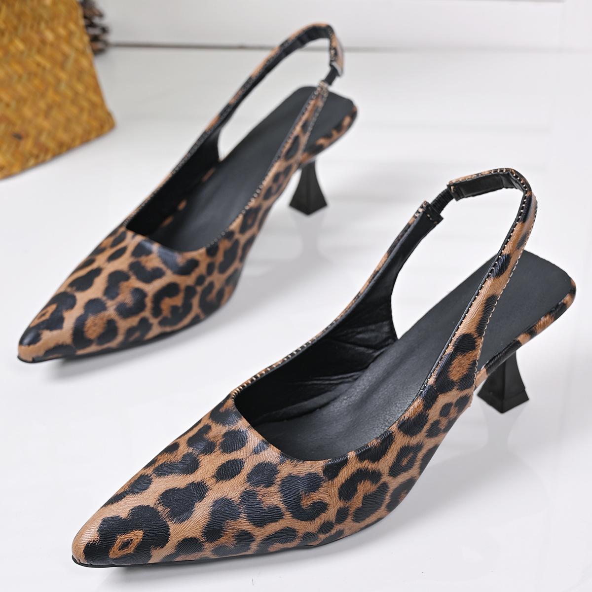 

Женские босоножки на шпильке с острым носком и леопардовым принтом, женская обувь, элегантные туфли на высоком каблуке, одинарные туфли на высоком каблуке 35
