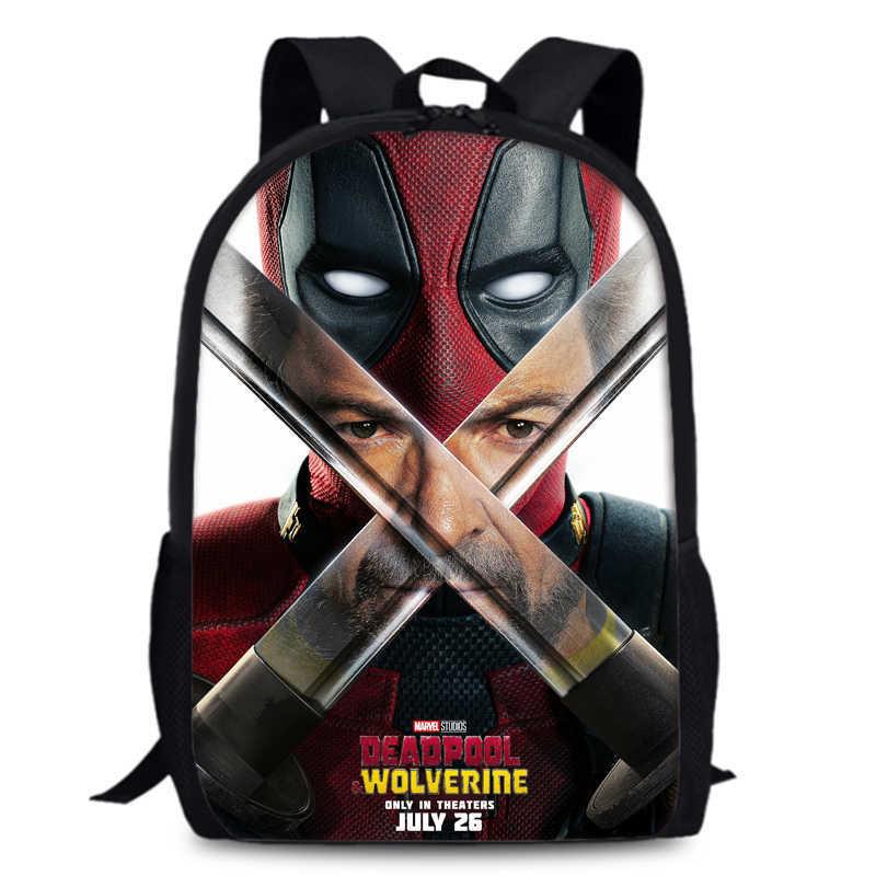 Deadpool And Wolverine Backpack Durable Oxford Fabric 15-inch Student Bag