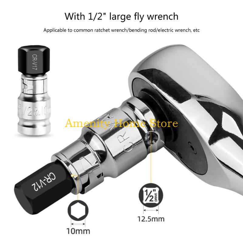 F26C Complete 14Pcs Hex Bit Impact Socket Set Suitable for 1/2"(12.5mm) Ratchet Wrenches and Power Tool Professional Tools