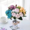 Home Artificial Flower Photography Props Bunches Peony Rose 5 Heads Wedding Fake Flowers Decoration Party  Jewelry Accessory