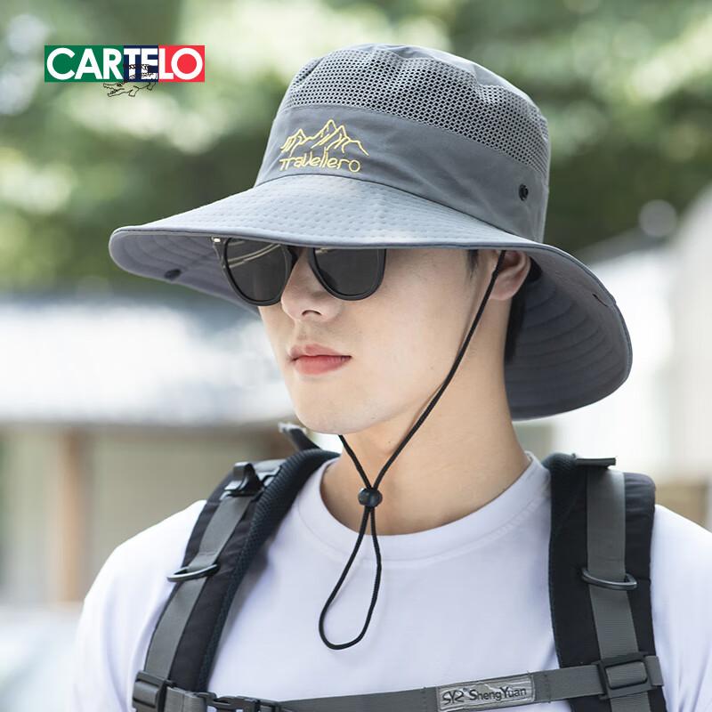CARTELO Sun Hat for Men, Wide Brim UV Protection Hat, Breathable Foldable Outdoor Sun Hat for Summer Fishing Hiking Fisherman Hat