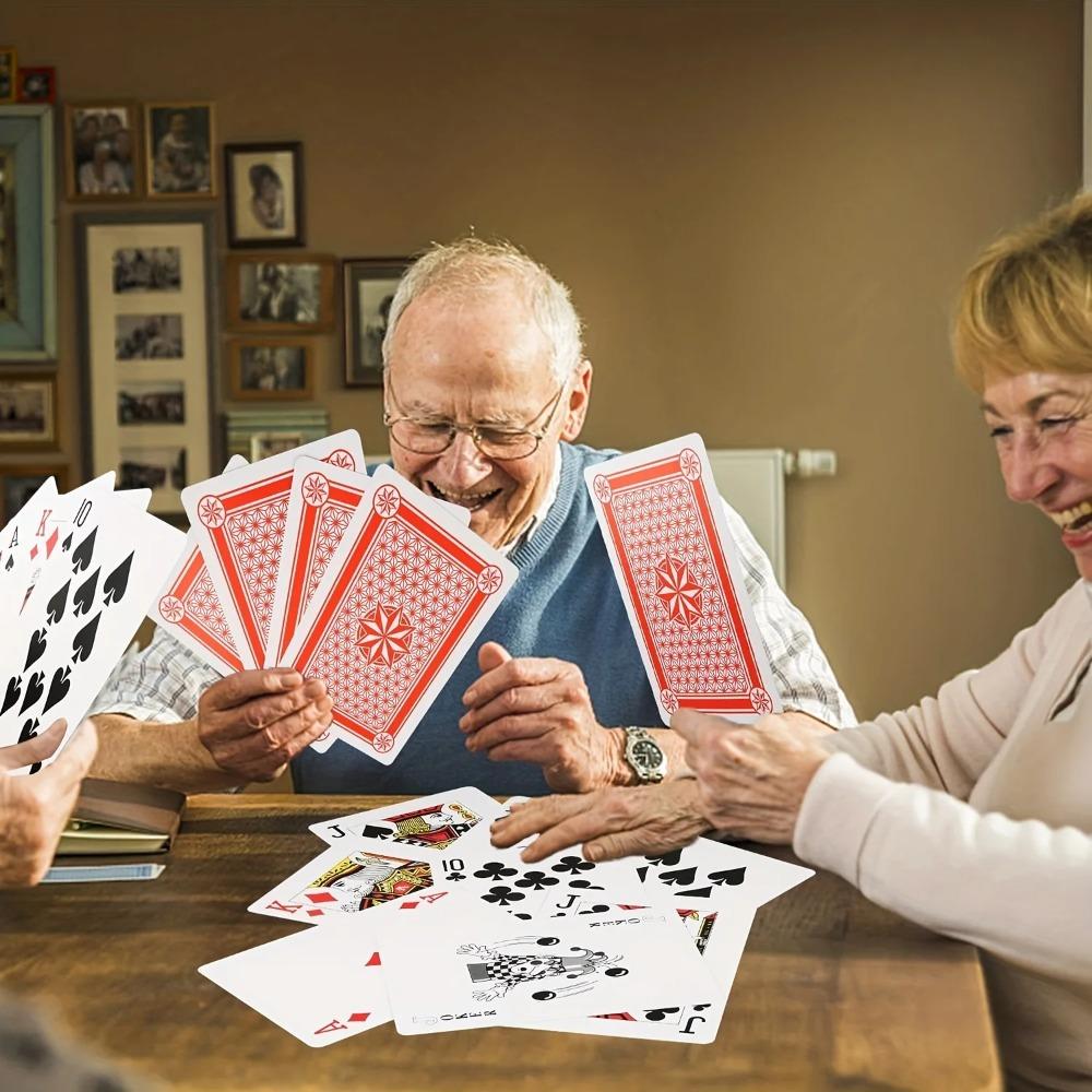 Obří sada hracích karet - 54 karet (12x17 cm) pro pokerové hry velkého rozsahu, 4x větší než standardní balíčky, potřeby pro párty