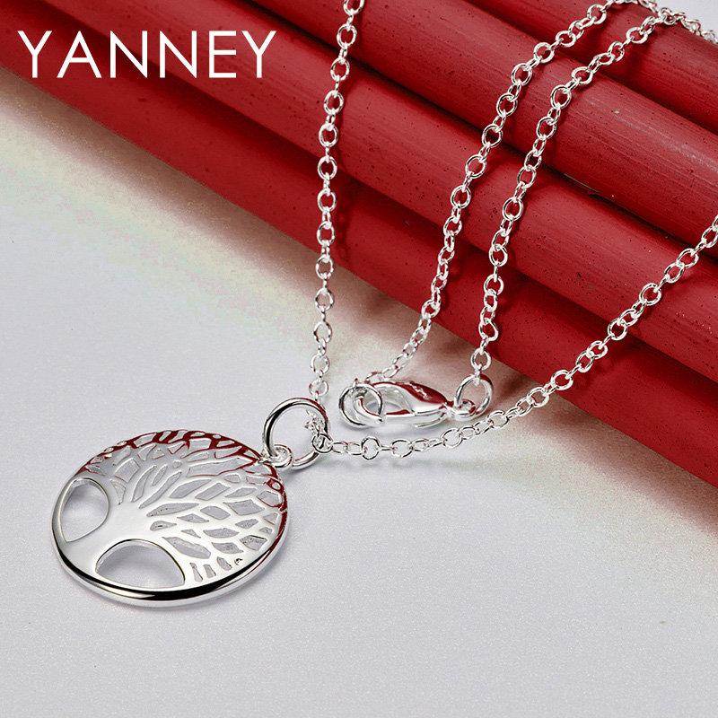 925 Sterling Silver 23MM 16-30 Inches Fine Round Tree of Life Necklace For Women Fashion Charm Wedding Gift Jewelry Accessories
