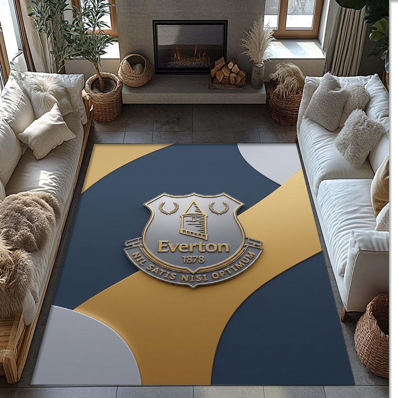 Everton Football Print Crystal Velvet Rug, Comfortable Water Absorbent Non Slip Indoor Floor Carpet