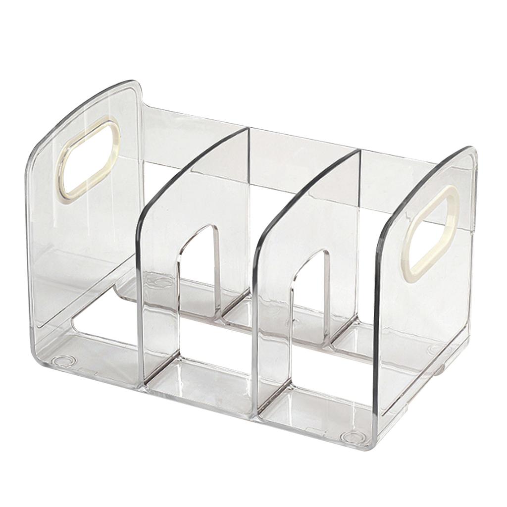 Book Organizer Desktop Book Rack File Holder Acrylic Tabletop Organizer for Study Office Transparent 3 Compartment