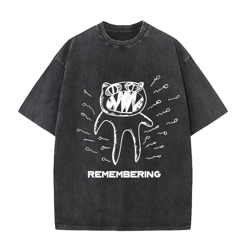 Vintage Washed Radiohead Tour  Print T Shirts Men Women Hip Hop Loose Pop British Rock Short Sleeve Tshirt Punk Streetwear