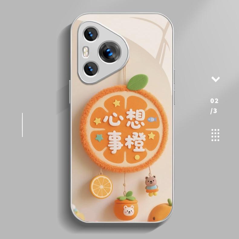 Xinxiangshi Orange for Apple 16promax Mobile Phone Case for IPhone15/14 New Cartoon 13 Glass Case