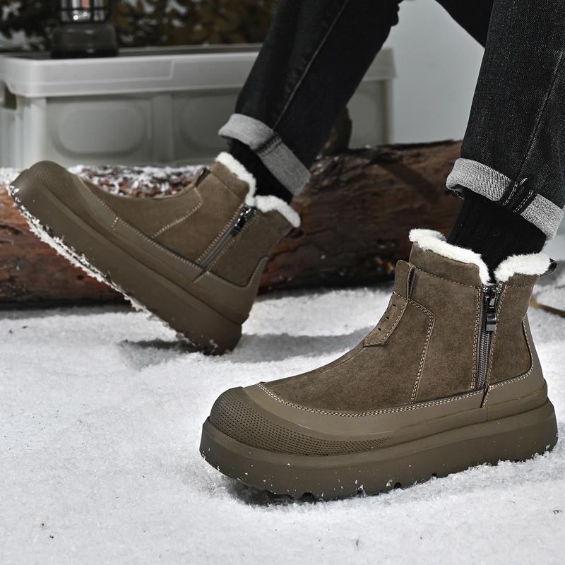 New Men's  Warm Cotton Shoe Men's Winter Slip-on Snow Boots Men for Work Ankle Boots Male Winter Thick Bottom Outdoor Casual Shoes