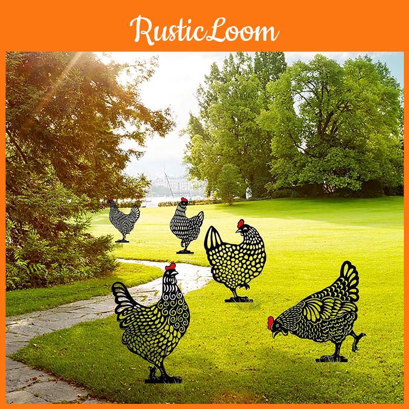 Art Chicken Statues Backyard Lawn Stakes Hen Yard Decor Garden Decor Ornament