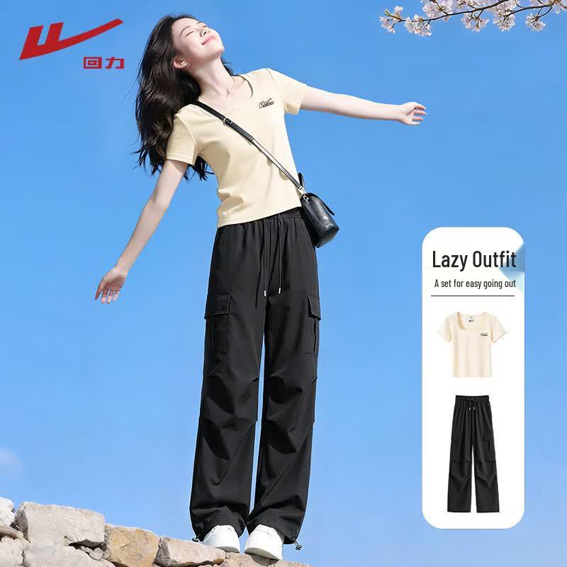 Warrior 2026 Women s Square Neck T-shirt & Cargo Parachute Pants Set S