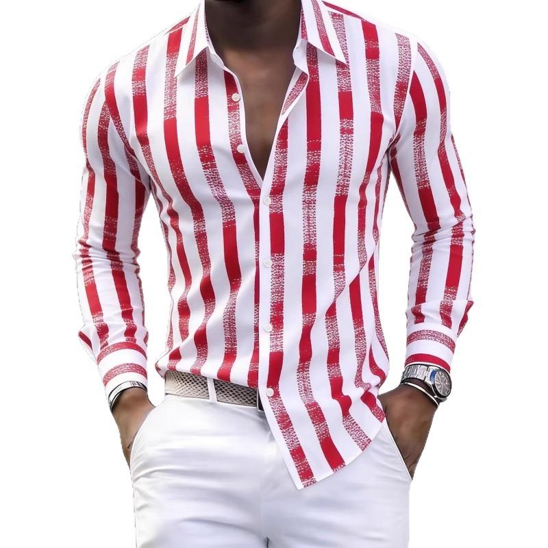 Camicia Casual da Uomo a Maniche Lunghe a Righe