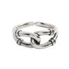 European Thai Silver Rope Knot Ring: Women's Retro Fashion Open Finger Ring with Ancient Style