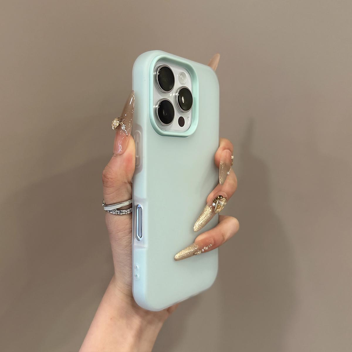 

Luxury 2IN1 Candy Color Clear Matte Phone Case for 17 Air16 15 14 Plus 13 12 Pro Max 11 Shockproof Bumper Soft Skin Cover For iPhone 16 светло-синий