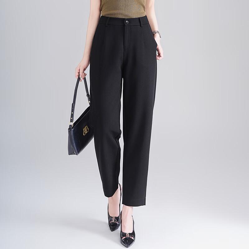Fanzhen Women's High-Waist Straight-Leg Cropped Casual Suit Pants