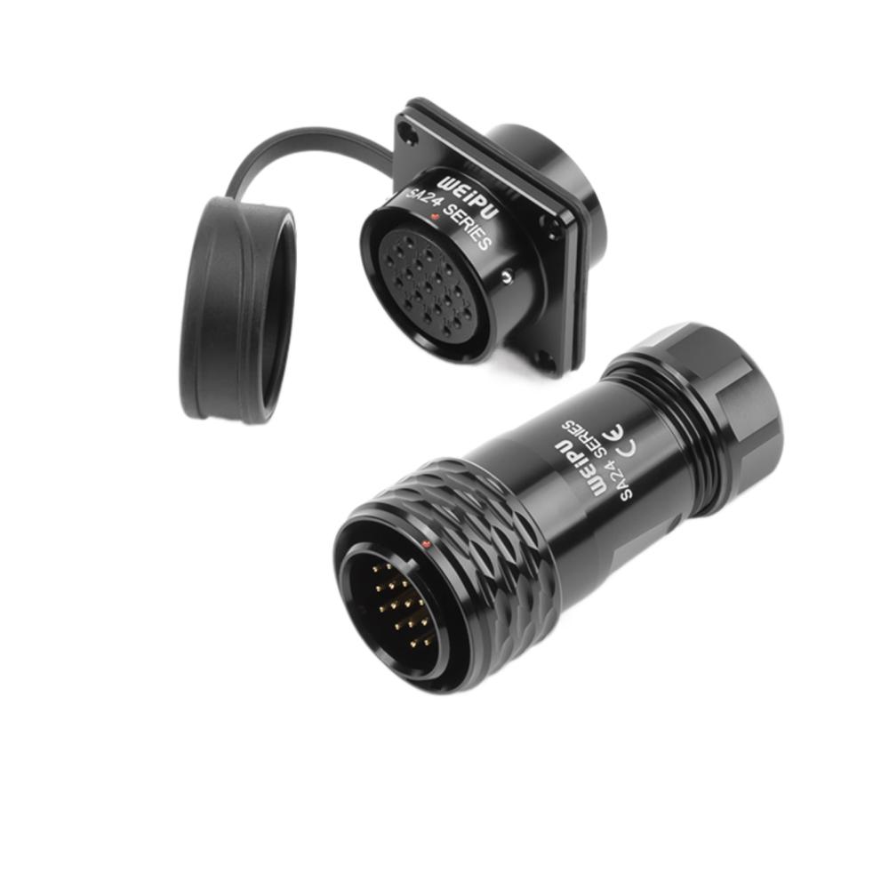 WEIPU SA24 SA2410/P SA2413 IP67 Waterproof Male Plug Female Socket Panel Connector M24 2 3 4 9 10 12 12B 19 Pin Soldering M24