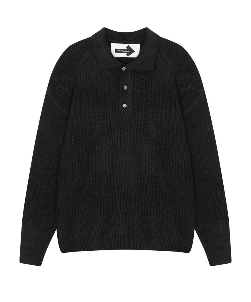 Maison Master Collared Ribbed Older Pk Knit Navy