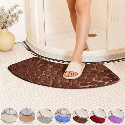 Super Absorbent Arc-Shaped Bath Mat Coral Velvet Bathroom Rug Floor Mat Quick Drying Machine Washable Home Hotel Bathroom Decor