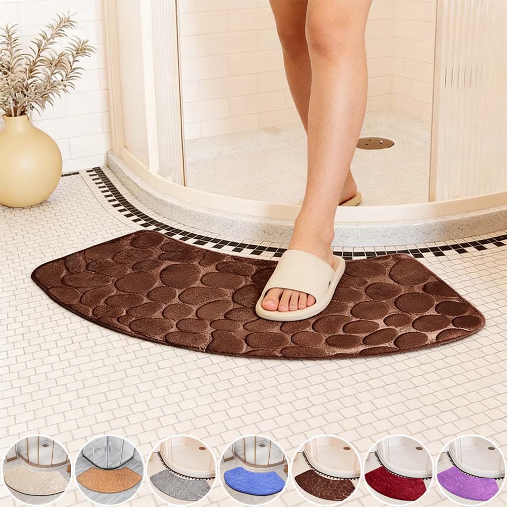 Super Absorbent Arc-Shaped Bath Mat Coral Velvet Bathroom Rug Floor Mat Quick Drying Machine Washable Home Hotel Bathroom Decor