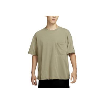 Tech Rundhals Pullover Unifarben Kleines Logo Locker Schnelltrocknend Atmungsaktiv Kurzarm T-Shirt Herren Oberteile Olivgrün FZ7561-276