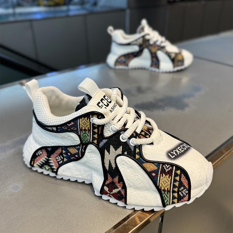 Autumn Niche Printed Forrest Gump Shoes Summer Sports and Leisure Thick-soled Heightening Bag-soled Dad Trendy Shoes