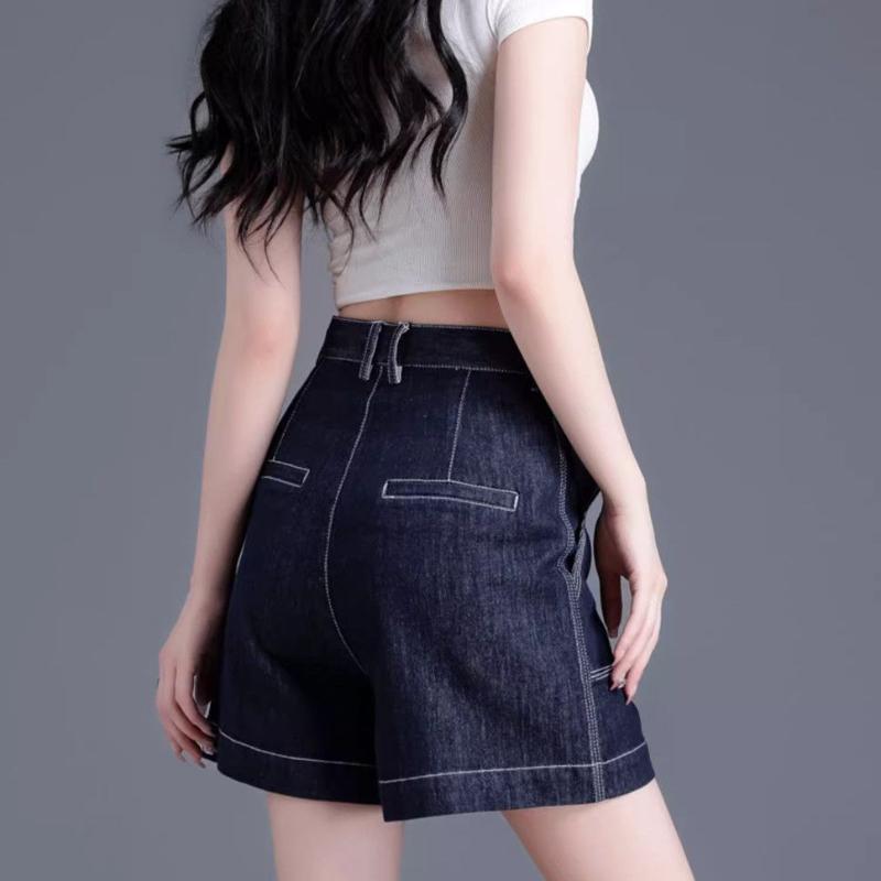 Korean Style Classic Denim Shorts Women Summer High Waisted Shorts Wide Leg Pants Streetwear Stright Jeans Womens Shorts
