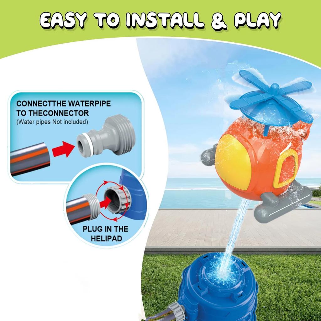 Helicopter Sprinkler Water Toy Kids Outdoor Games Sports Spray Water Powered Bath Toys for Yard Lawn Garden Boys Girls Children