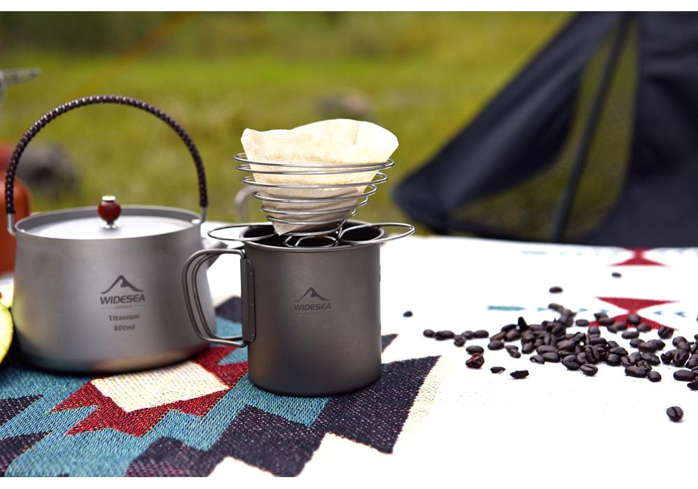 Widesea 375ML Titan Camping-Kaffeebecher - Leichtes, tragbares Geschirr