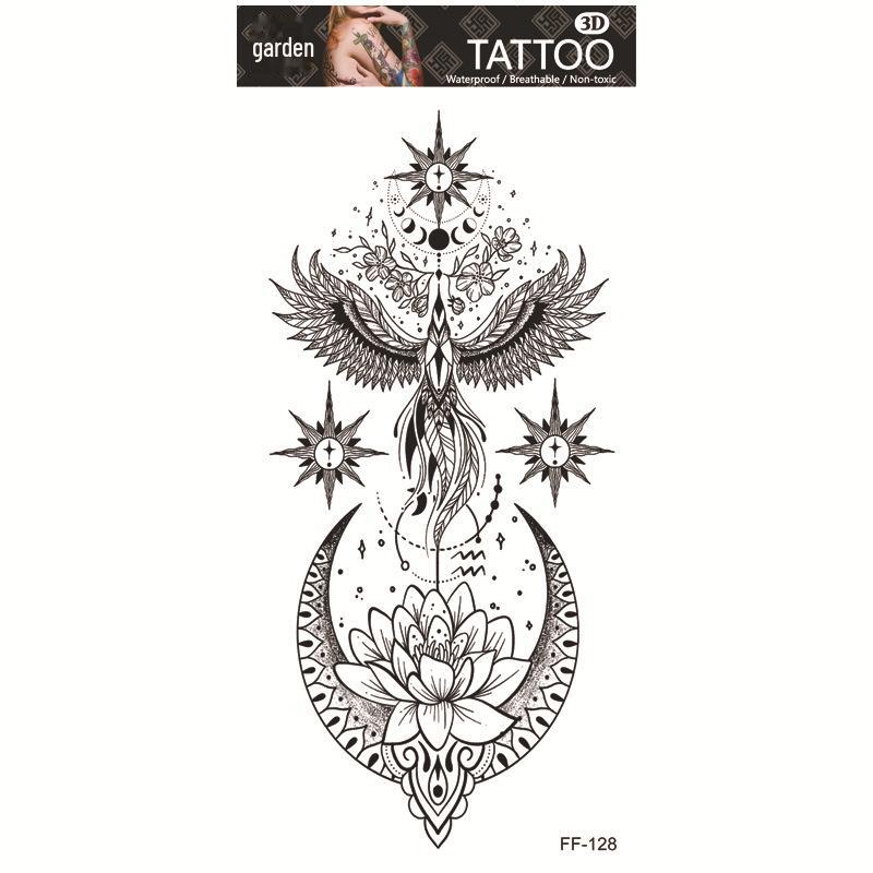 Yuanhua Waterproof Wolf Head Totem & Arabic Text Tattoo Stickers