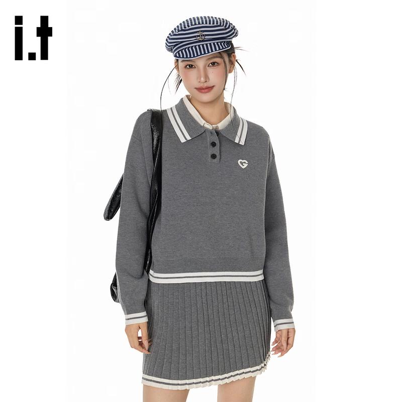 

GROUND ZERO Women s College Style Striped Lapel Sweater M