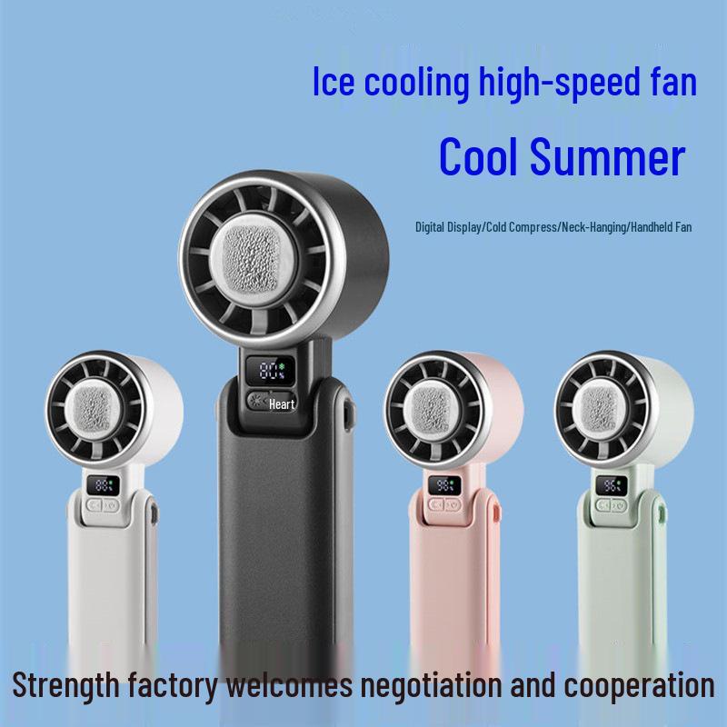 Portable Foldable Neck Hanging USB Fan with Digital Display