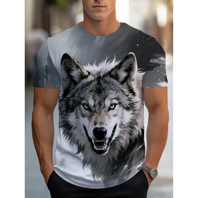 Men Giant Full Moon Mountain Lake Reflection Galaxy Starry Sky Forest Landscape Print Short Sleeve Crew Neck Casual T-shirt