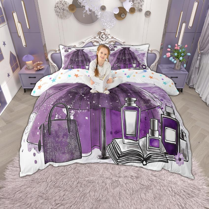 

Homewish Girls Fashion Duvet Cover Set, Dress Cosmetics Bedding Set, High Heels Quilt Cover Set, Bedroom Decor DE XS 100x135cm 2pcs&set