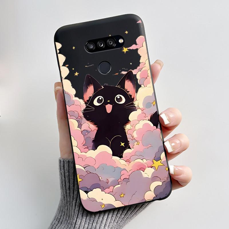 Soft Shockproof Phone Case For LG K50S Bumper Silicone Black Case New Design Viral Pattern Koi Shell Cute Colorful Cover