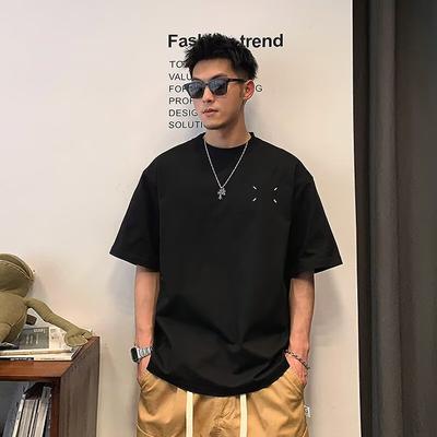 Men's Summer Versatile Short Sleeve T-Shirt Trendy Simple Half Sleeve Top Hong Kong Style Loose Casual T-Shirt